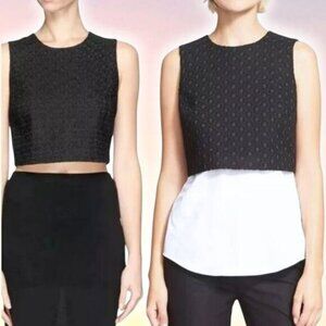 NWT THEORY Yuranda Black Eyelet Tank w/ Convertible Snap Shirt Tail Hem Sz XS